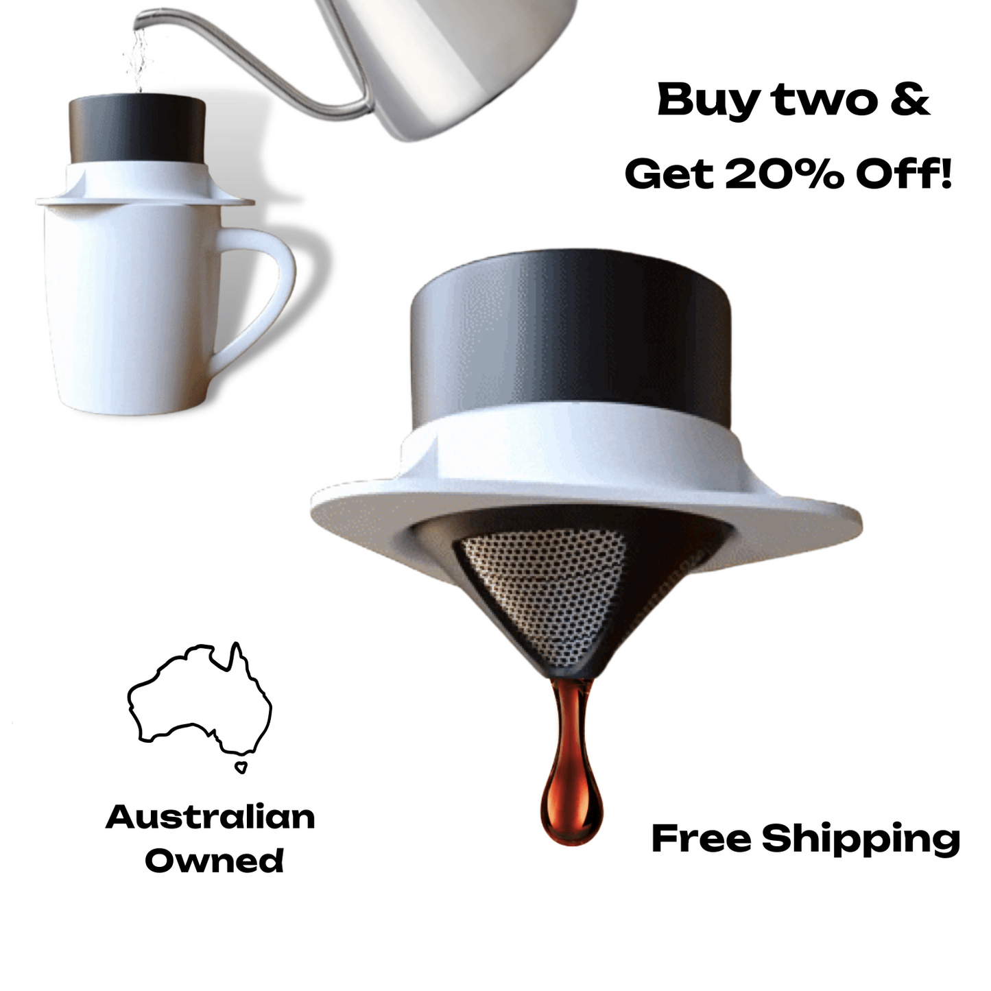 Pour Over Coffee Filter Stainless Steel Reusable