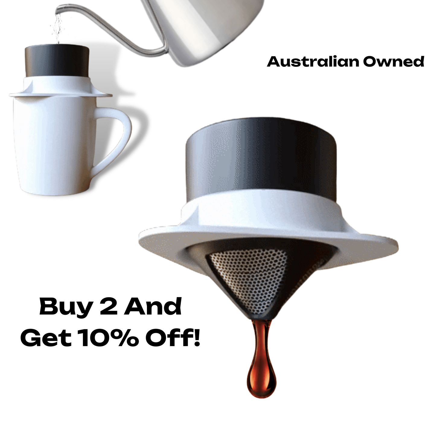 Pour Over Coffee Filter & Mug Bundle Saver (Stainless Steel Reusable)